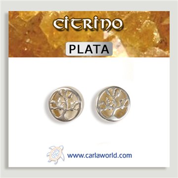 Pendientes PLATA. Árbol Vida. Citrino. 10 mm