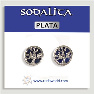 Pendientes PLATA. Árbol Vida. Sodalita. 10 mm