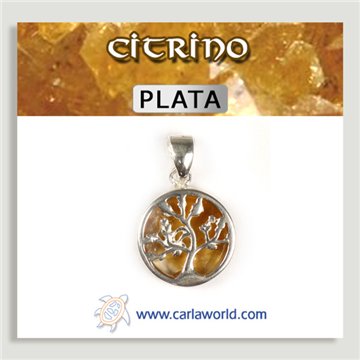 Colgante PLATA. Árbol Vida. Citrino. 18 mm