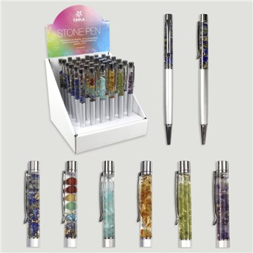 STONE. Silver-plated mineral pens. Assorted