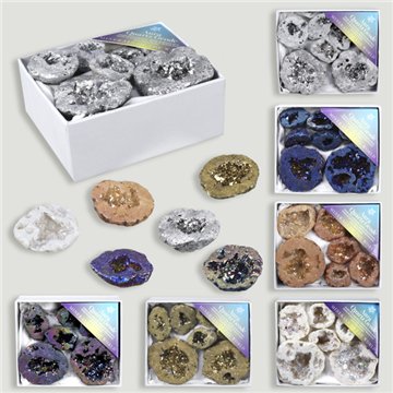 Mineral Box MINI. Mixed Aura Geode. 8x10x4 cm