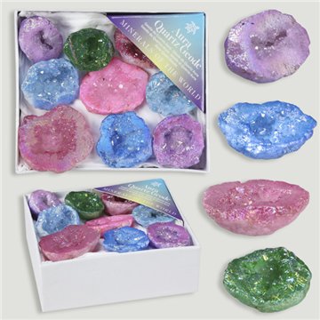 Mineral Box MINI. Mixed Unicorn Aura Geode. 8x10x4cm