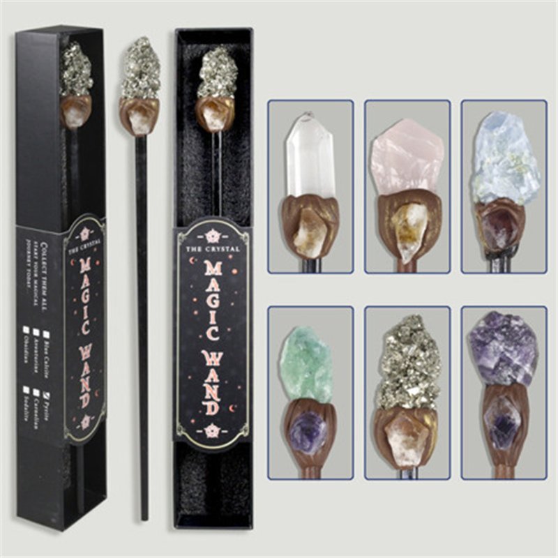 Vara de poder. Minerales brutos. Surtidos. 28 cm aprox Vara de poder. Minerales brutos. Surtidos. 28 cm aprox