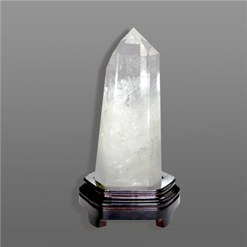 Punta cristal pulido. Base madera. 36,5x9 cm