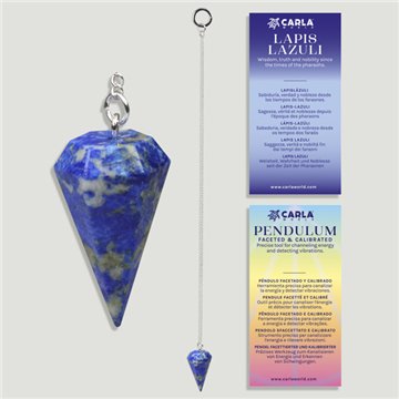 Calibrated faceted pendulum. Lapis Lazuli. 18x35 mm