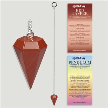 Calibrated faceted pendulum. Red Jasper. 18x35 mm