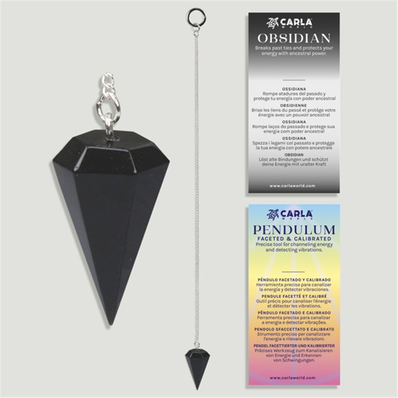 Péndulo facetado calibrado. Obsidiana. 18x35 mm Péndulo facetado calibrado. Obsidiana. 18x35 mm