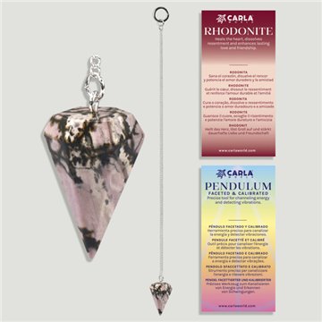 Calibrated faceted pendulum. Rhodonite. 18x35 mm