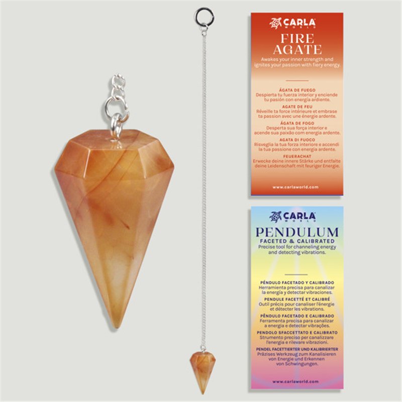 Calibrated faceted pendulum. Fire Agate. 18x35 mm Calibrated faceted pendulum. Fire Agate. 18x35 mm