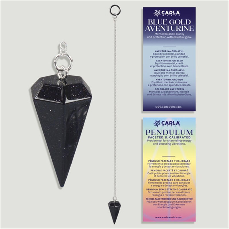 Péndulo facetado calibrado. Aventurina Oro Azul. 18x35 mm Péndulo facetado calibrado. Aventurina Oro Azul. 18x35 mm