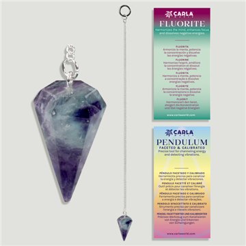Pêndulo facetado calibrado. Fluorite. 18x35 mm