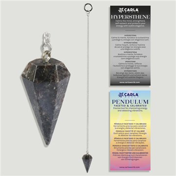 Calibrated faceted pendulum. Hypersthene. 18x35 mm