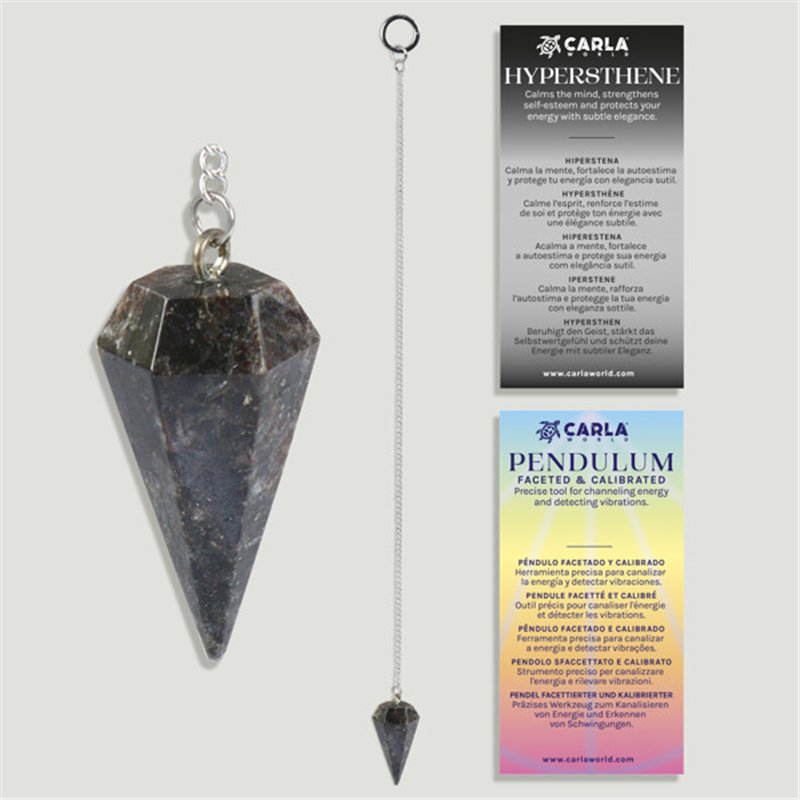 Péndulo facetado calibrado. Hiperstena. 18x35 mm Péndulo facetado calibrado. Hiperstena. 18x35 mm
