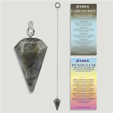 Calibrated faceted pendulum. Labradorite. 18x35 mm