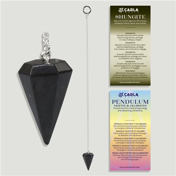 Calibrated faceted pendulum. A-grade Shungite. 18x35 mm