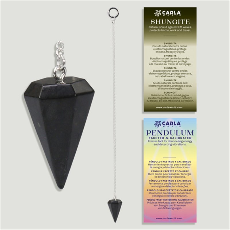 Péndulo facetado calibrado. Shungita calidad A. 18x35 mm Péndulo facetado calibrado. Shungita calidad A. 18x35 mm