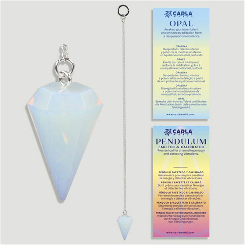 Péndulo facetado calibrado. Opalina. 18x35 mm Péndulo facetado calibrado. Opalina. 18x35 mm