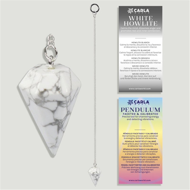 Péndulo facetado calibrado. Howlita Blanca. 18x35 mm Péndulo facetado calibrado. Howlita Blanca. 18x35 mm