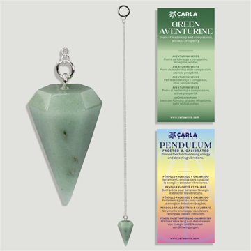 Calibrated faceted pendulum. Green aventurine. 18x35 mm