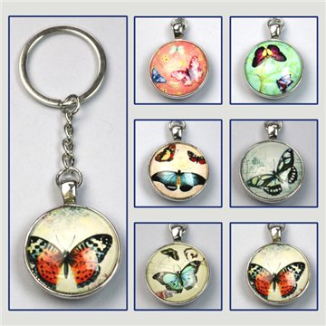 Double-sided keychain. Butterfly. Assorted