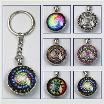 Double-sided keychain. Psychedelic. Assorted