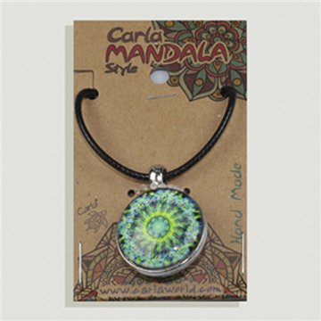 Double-sided pendant. Green mandala. Assorted