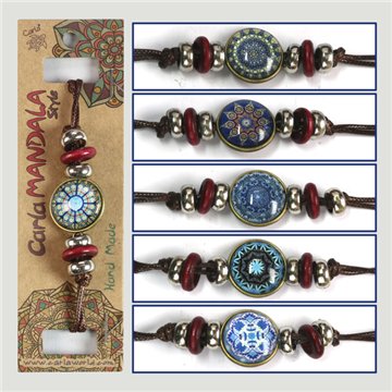 Pulsera doble cara. Mandala azul. Surtidos