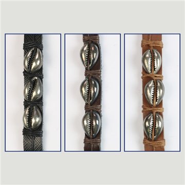 Leather bracelet. Cypraea. Assorted