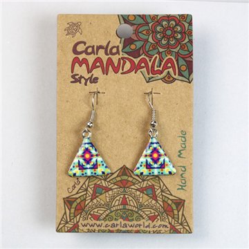 Silver-plated earrings. Mandala triangle. Assorted