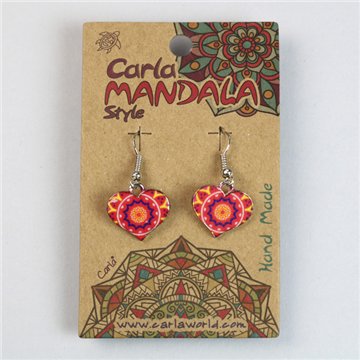 Pendientes silverplated. Corazón mandala. Surtidos