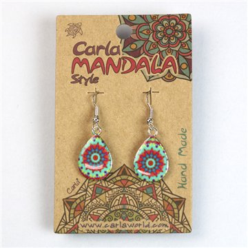 Silver-plated earrings. Mandala teardrop. Assorted