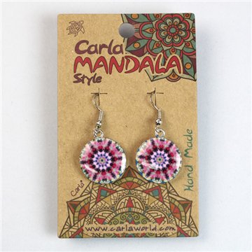 Silver-plated earrings. Mandala circle. Assorted