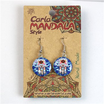 Silver-plated earrings. Hand of Fatima circle. Assorted