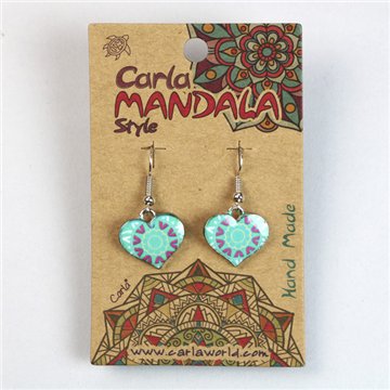 Pendientes silverplated. Corazón mandala. Surtidos