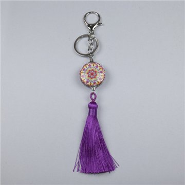 Pom-pom keychain. Purple Mandala