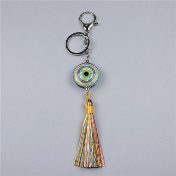 Llavero con pompón. Ojo Turco multicolor