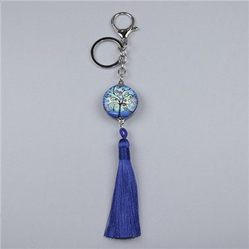 Pom-pom keychain. Blue tree of life