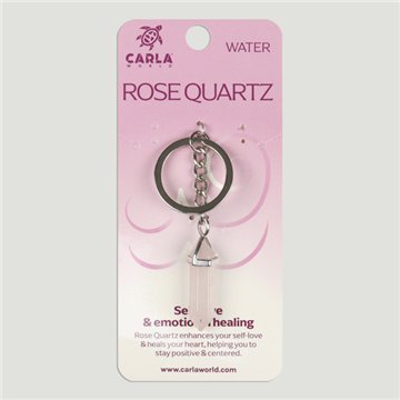 Cuarzo Rosa. Llavero Punta biterminada