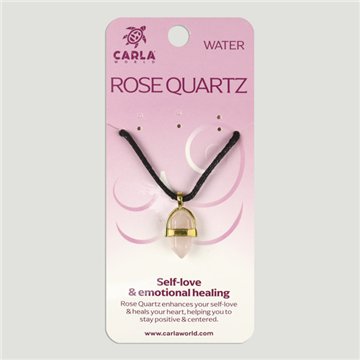 Cuarzo Rosa. Colgante dorado Punta biterminada pequeña