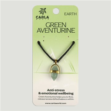 Green Aventurine. Gold Pendant Small Double Terminated Point