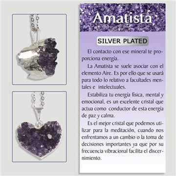 AMÉTHYSTE. Pendentif plaqué argent. Cœur