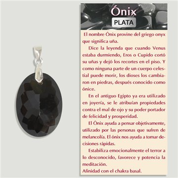 ONYX À FACETTES. Pendentif en argent. Formes assorties