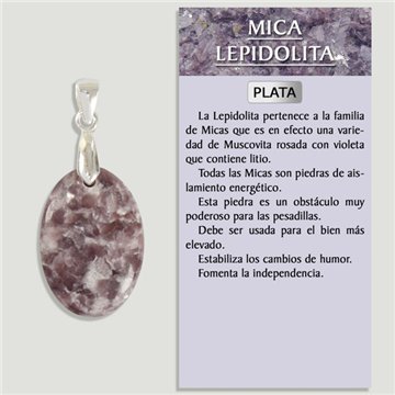 LÉPIDOLITE MICA. Pendentif en argent. Formes assorties