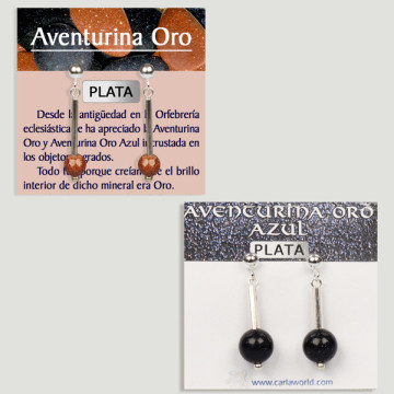 GOLD/BLUE GOLD AVENTURINE. Silver earrings. Assorted shapes
