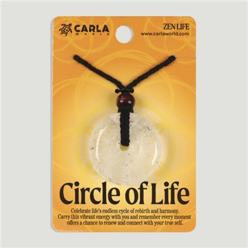 CIRCLE of LIFE. Disc pendant. Crystal Quartz. 30/35mm