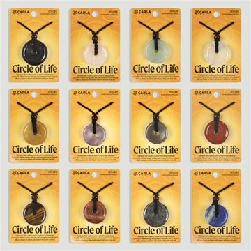 CIRCLE of LIFE. Disc pendant. Assorted Minerals. 30/35mm