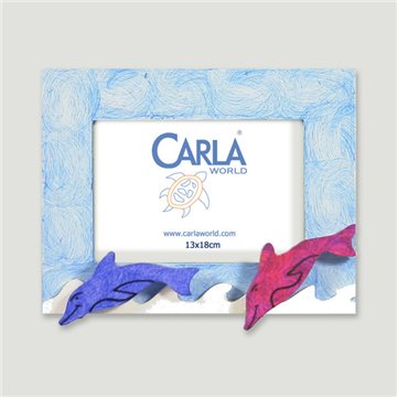 Marco fotos madera. 2 delfines. 18x23cm