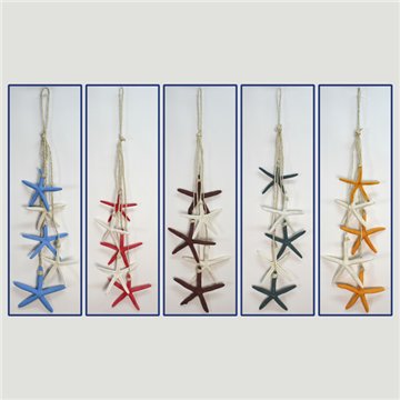 Mobile de 5 estrelas com cordas pontiagudas. Cores sortidas. 60 cm