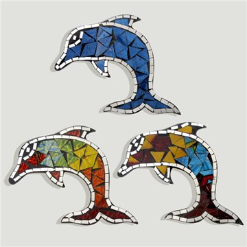 GOLFINHO. Artesanato em madeira com mosaico. 20x16cm