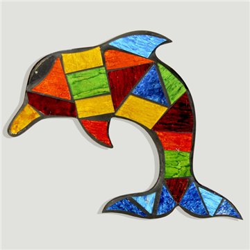 GOLFINHO. Artesanato em madeira com mosaico. 20x16cm